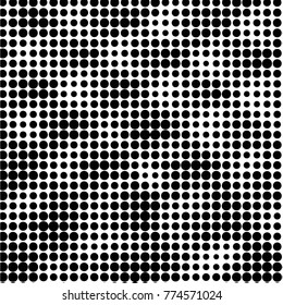 Abstract grunge grid polka dot halftone background pattern. Spotted black and white vector line illustration
