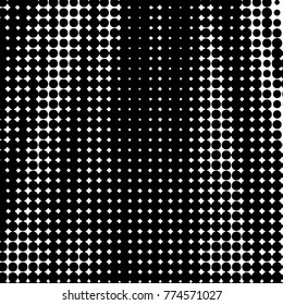 Abstract grunge grid polka dot halftone background pattern. Spotted black and white vector line illustration
