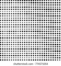 Abstract grunge grid polka dot halftone background pattern. Spotted black and white vector line illustration
