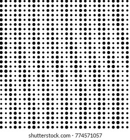 Abstract grunge grid polka dot halftone background pattern. Spotted black and white vector line illustration
