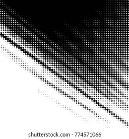 Abstract grunge grid polka dot halftone background pattern. Spotted black and white vector line illustration
