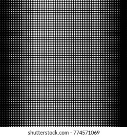 Abstract grunge grid polka dot halftone background pattern. Spotted black and white vector line illustration
