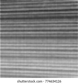Abstract grunge grid polka dot halftone background pattern. Spotted black and white vector line illustration
