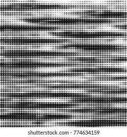 Abstract grunge grid polka dot halftone background pattern. Spotted black and white vector line illustration
