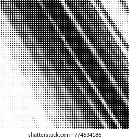 Abstract grunge grid polka dot halftone background pattern. Spotted black and white vector line illustration
