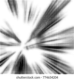 Abstract grunge grid polka dot halftone background pattern. Spotted black and white vector line illustration
