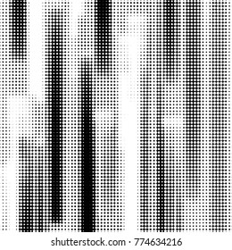 Abstract grunge grid polka dot halftone background pattern. Spotted black and white vector line illustration
