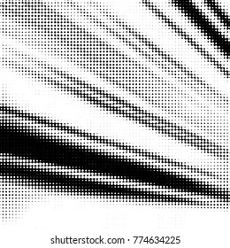 Abstract grunge grid polka dot halftone background pattern. Spotted black and white vector line illustration
