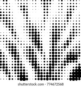 Abstract grunge grid polka dot halftone background pattern. Spotted black and white vector line illustration
