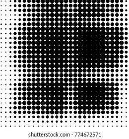 Abstract grunge grid polka dot halftone background pattern. Spotted black and white vector line illustration
