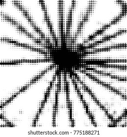 Abstract grunge grid polka dot halftone background pattern. Spotted black and white vector line illustration
