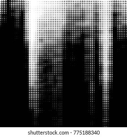 Abstract grunge grid polka dot halftone background pattern. Spotted black and white vector line illustration
