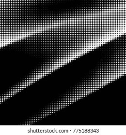 Abstract grunge grid polka dot halftone background pattern. Spotted black and white vector line illustration

