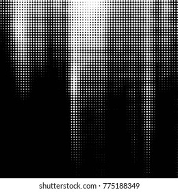 Abstract grunge grid polka dot halftone background pattern. Spotted black and white vector line illustration
