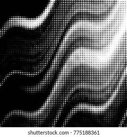 Abstract grunge grid polka dot halftone background pattern. Spotted black and white vector line illustration
