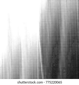 Abstract grunge grid polka dot halftone background pattern. Spotted black and white vector line illustration
