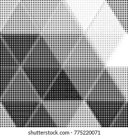 Abstract grunge grid polka dot halftone background pattern. Spotted black and white vector line illustration
