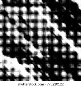 Abstract grunge grid polka dot halftone background pattern. Spotted black and white vector line illustration
