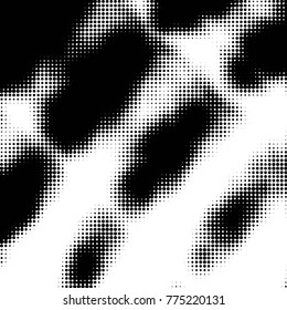 Abstract grunge grid polka dot halftone background pattern. Spotted black and white vector line illustration
