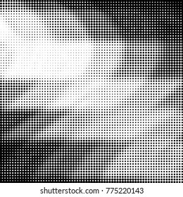 Abstract grunge grid polka dot halftone background pattern. Spotted black and white vector line illustration
