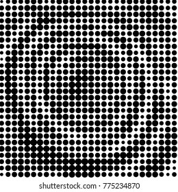 Abstract grunge grid polka dot halftone background pattern. Spotted black and white vector line illustration
