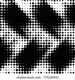 Abstract grunge grid polka dot halftone background pattern. Spotted black and white vector line illustration
