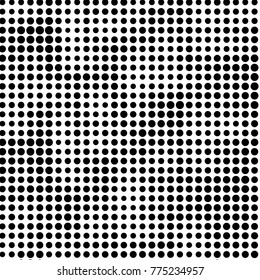 Abstract grunge grid polka dot halftone background pattern. Spotted black and white vector line illustration
