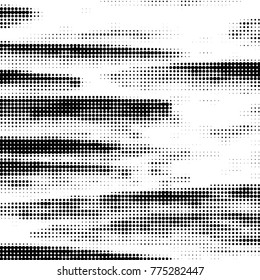 Abstract grunge grid polka dot halftone background pattern. Spotted black and white vector line illustration
