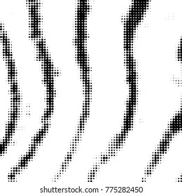 Abstract grunge grid polka dot halftone background pattern. Spotted black and white vector line illustration

