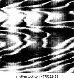 Abstract grunge grid polka dot halftone background pattern. Spotted black and white vector line illustration
