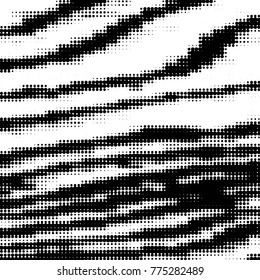 Abstract grunge grid polka dot halftone background pattern. Spotted black and white vector line illustration
