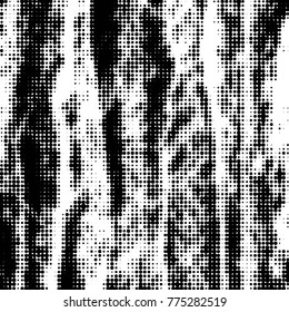Abstract grunge grid polka dot halftone background pattern. Spotted black and white vector line illustration

