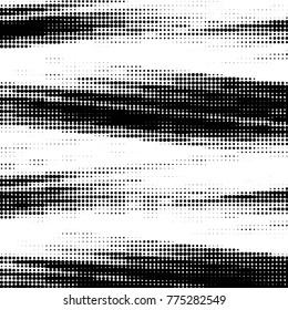 Abstract grunge grid polka dot halftone background pattern. Spotted black and white vector line illustration
