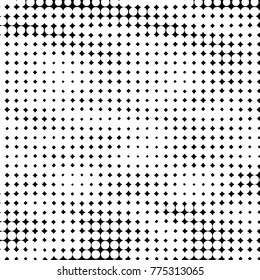 Abstract grunge grid polka dot halftone background pattern. Spotted black and white vector line illustration
