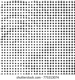 Abstract grunge grid polka dot halftone background pattern. Spotted black and white vector line illustration
