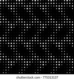 Abstract grunge grid polka dot halftone background pattern. Spotted black and white vector line illustration

