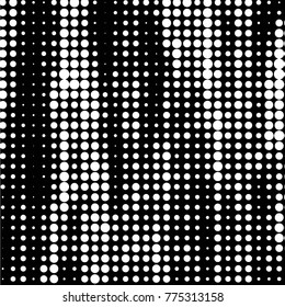 Abstract grunge grid polka dot halftone background pattern. Spotted black and white vector line illustration

