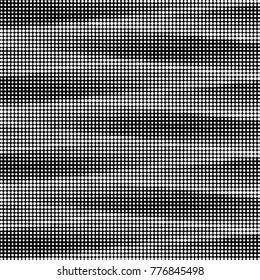 Abstract grunge grid polka dot halftone background pattern. Spotted black and white vector line illustration
