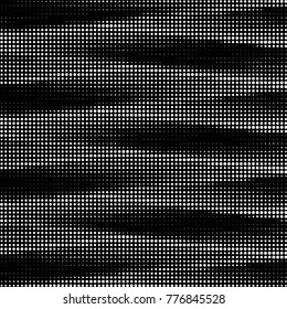 Abstract grunge grid polka dot halftone background pattern. Spotted black and white vector line illustration
