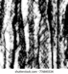 Abstract grunge grid polka dot halftone background pattern. Spotted black and white vector line illustration
