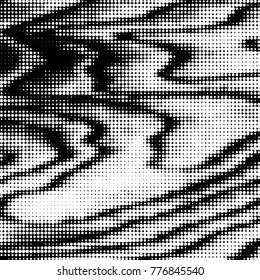 Abstract grunge grid polka dot halftone background pattern. Spotted black and white vector line illustration

