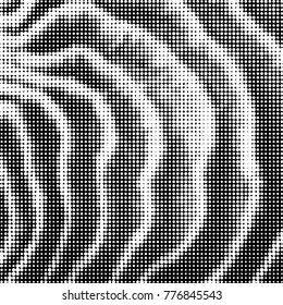 Abstract grunge grid polka dot halftone background pattern. Spotted black and white vector line illustration
