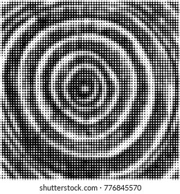 Abstract grunge grid polka dot halftone background pattern. Spotted black and white vector line illustration
