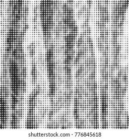 Abstract grunge grid polka dot halftone background pattern. Spotted black and white vector line illustration
