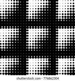 Abstract grunge grid polka dot halftone background pattern. Spotted black and white vector line illustration
