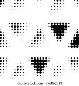 Abstract grunge grid polka dot halftone background pattern. Spotted black and white vector line illustration
