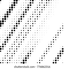 Abstract grunge grid polka dot halftone background pattern. Spotted black and white vector line illustration
