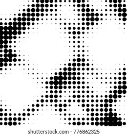 Abstract grunge grid polka dot halftone background pattern. Spotted black and white vector line illustration
