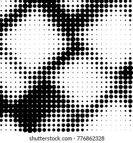 Abstract grunge grid polka dot halftone background pattern. Spotted black and white vector line illustration
