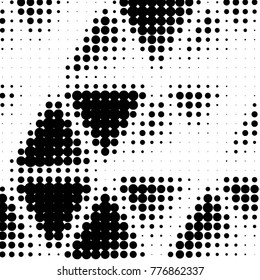 Abstract grunge grid polka dot halftone background pattern. Spotted black and white vector line illustration
